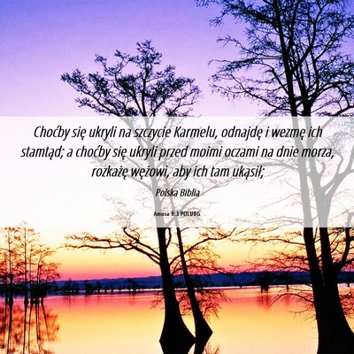 Picture 06 - Amosa 9:3 POLUBG - Choćby się ukryli na szczycie Karmelu, odnajdę - Bible Verse Picture