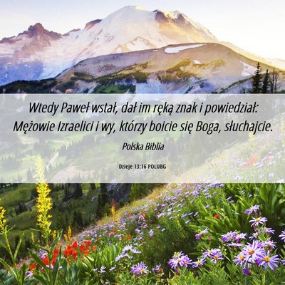 Picture 06 - Dzieje 13:16 POLUBG - Wtedy Paweł wstał, dał im ręką znak i - Bible Verse Picture