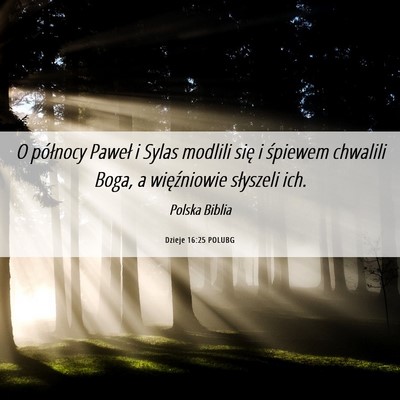 Picture 06 - Dzieje 16:25 POLUBG - O północy Paweł i Sylas modlili się i - Bible Verse Picture