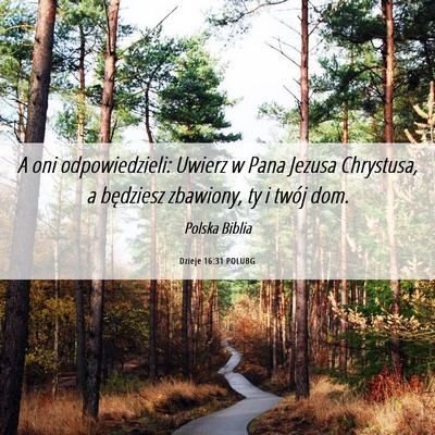 Picture 06 - Dzieje 16:31 POLUBG - A oni odpowiedzieli: Uwierz w Pana Jezusa - Bible Verse Picture