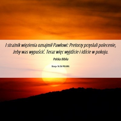 Picture 06 - Dzieje 16:36 POLUBG - I strażnik więzienia oznajmił Pawłowi: - Bible Verse Picture