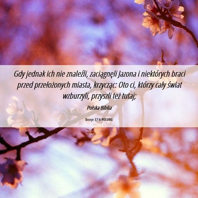 Picture 06 - Dzieje 17:6 POLUBG - Gdy jednak ich nie znaleźli, zaciągnęli Jazona - Bible Verse Picture