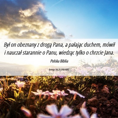 Picture 06 - Dzieje 18:25 POLUBG - Był on obeznany z drogą Pana, a pałając - Bible Verse Picture