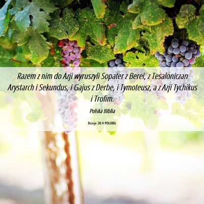 Picture 06 - Dzieje 20:4 POLUBG - Razem z nim do Azji wyruszyli Sopater z Berei, z - Bible Verse Picture