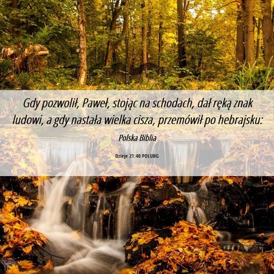 Picture 06 - Dzieje 21:40 POLUBG - Gdy pozwolił, Paweł, stojąc na schodach, dał - Bible Verse Picture