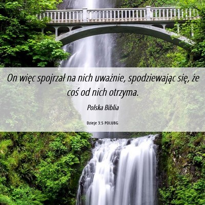 Picture 06 - Dzieje 3:5 POLUBG - On więc spojrzał na nich uważnie, - Bible Verse Picture