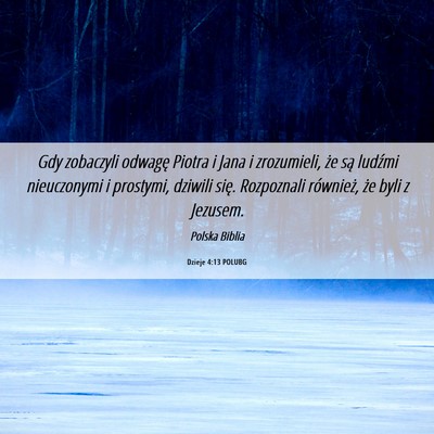 Picture 06 - Dzieje 4:13 POLUBG - Gdy zobaczyli odwagę Piotra i Jana i zrozumieli, - Bible Verse Picture