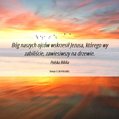 Picture 06 - Dzieje 5:30 POLUBG - Bóg naszych ojców wskrzesił Jezusa, którego - Bible Verse Picture
