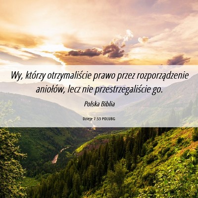 Picture 06 - Dzieje 7:53 POLUBG - Wy, którzy otrzymaliście prawo przez - Bible Verse Picture