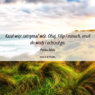 Picture 06 - Dzieje 8:38 POLUBG - Kazał więc zatrzymać wóz. Obaj, Filip i - Bible Verse Picture