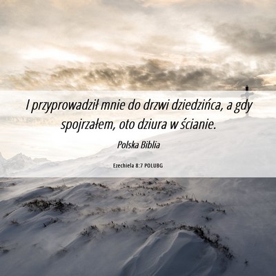 Picture 06 - Ezechiela 8:7 POLUBG - I przyprowadził mnie do drzwi dziedzińca, a gdy - Bible Verse Picture