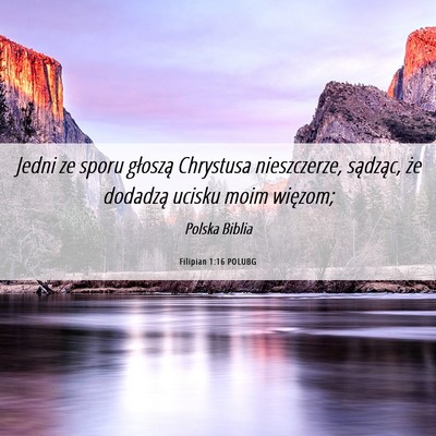 Picture 06 - Filipian 1:16 POLUBG - Jedni ze sporu głoszą Chrystusa nieszczerze, - Bible Verse Picture
