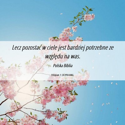 Picture 06 - Filipian 1:24 POLUBG - Lecz pozostać w ciele jest bardziej potrzebne ze - Bible Verse Picture