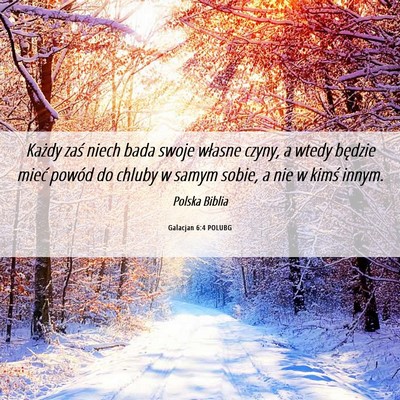 Picture 06 - Galacjan 6:4 POLUBG - Każdy zaś niech bada swoje własne czyny, a - Bible Verse Picture