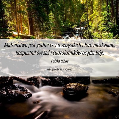 Picture 06 - Hebrajczyków 13:4 POLUBG - Małżeństwo jest godne czci u wszystkich i - Bible Verse Picture