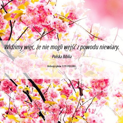 Picture 06 - Hebrajczyków 3:19 POLUBG - Widzimy więc, że nie mogli wejść z powodu - Bible Verse Picture
