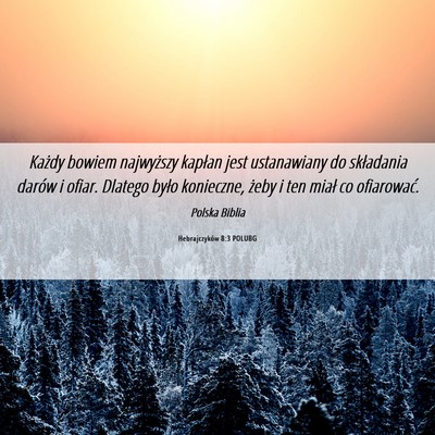 Picture 06 - Hebrajczyków 8:3 POLUBG - Każdy bowiem najwyższy kapłan jest ustanawiany - Bible Verse Picture