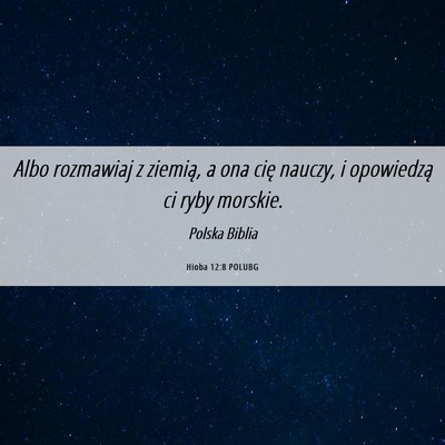 Picture 06 - Hioba 12:8 POLUBG - Albo rozmawiaj z ziemią, a ona cię nauczy, i - Bible Verse Picture