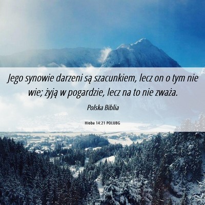 Picture 06 - Hioba 14:21 POLUBG - Jego synowie darzeni są szacunkiem, lecz on o - Bible Verse Picture