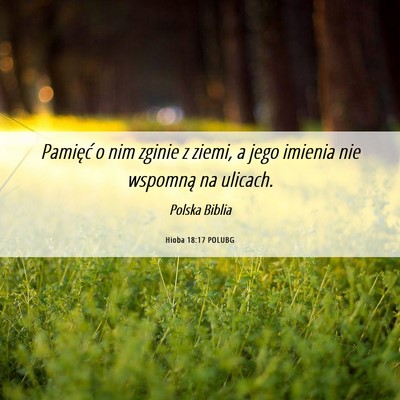Picture 06 - Hioba 18:17 POLUBG - Pamięć o nim zginie z ziemi, a jego imienia nie - Bible Verse Picture