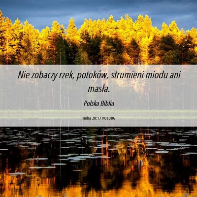 Picture 06 - Hioba 20:17 POLUBG - Nie zobaczy rzek, potoków, strumieni miodu ani - Bible Verse Picture
