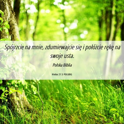 Picture 06 - Hioba 21:5 POLUBG - Spójrzcie na mnie, zdumiewajcie się i - Bible Verse Picture