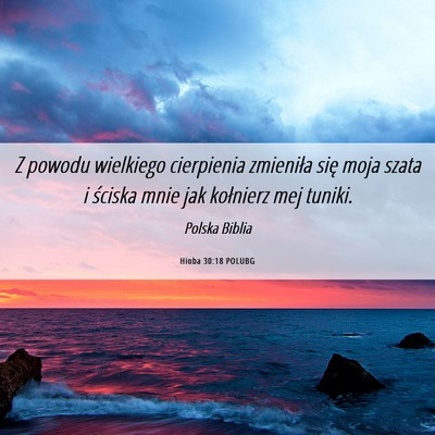 Picture 06 - Hioba 30:18 POLUBG - Z powodu wielkiego cierpienia zmieniła się moja - Bible Verse Picture