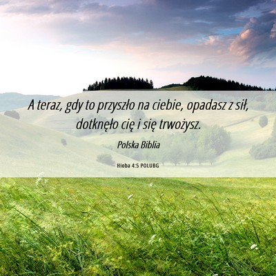 Picture 06 - Hioba 4:5 POLUBG - A teraz, gdy to przyszło na ciebie, opadasz z - Bible Verse Picture