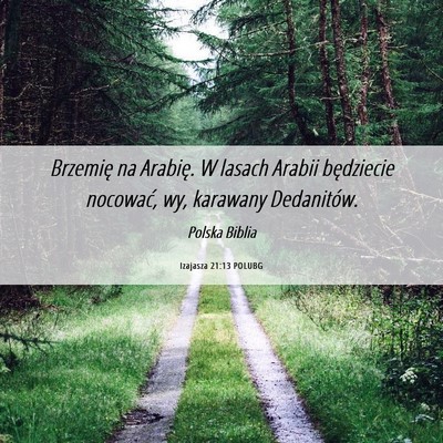 Picture 06 - Izajasza 21:13 POLUBG - Brzemię na Arabię. W lasach Arabii będziecie - Bible Verse Picture