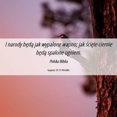 Picture 06 - Izajasza 33:12 POLUBG - I narody będą jak wypalone wapno; jak ścięte - Bible Verse Picture