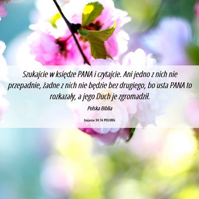 Picture 06 - Izajasza 34:16 POLUBG - Szukajcie w księdze PANA i czytajcie. Ani jedno - Bible Verse Picture