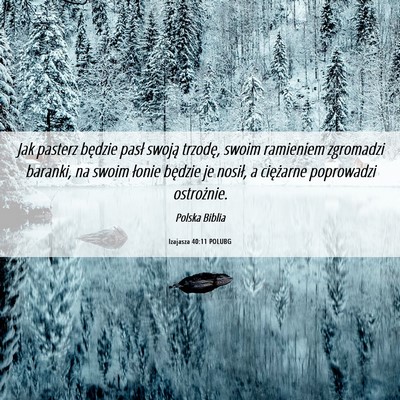 Picture 06 - Izajasza 40:11 POLUBG - Jak pasterz będzie pasł swoją trzodę, swoim - Bible Verse Picture
