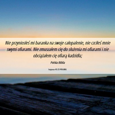 Picture 06 - Izajasza 43:23 POLUBG - Nie przyniosłeś mi baranka na swoje - Bible Verse Picture