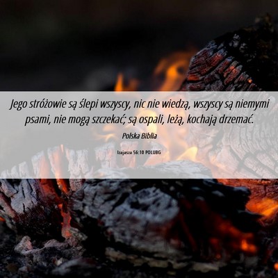 Picture 06 - Izajasza 56:10 POLUBG - Jego stróżowie są ślepi wszyscy, nic nie - Bible Verse Picture