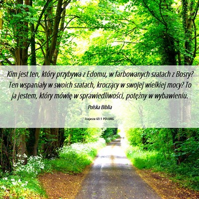 Picture 06 - Izajasza 63:1 POLUBG - Kim jest ten, który przybywa z Edomu, w - Bible Verse Picture