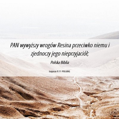 Picture 06 - Izajasza 9:11 POLUBG - PAN wywyższy wrogów Resina przeciwko niemu i - Bible Verse Picture