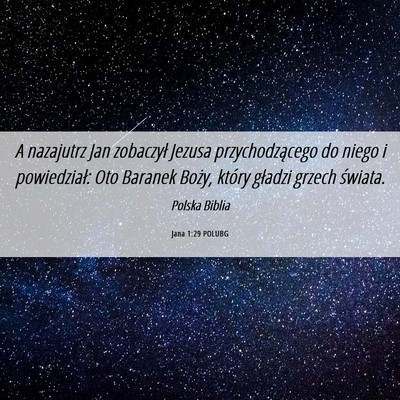 Picture 06 - Jana 1:29 POLUBG - A nazajutrz Jan zobaczył Jezusa przychodzącego - Bible Verse Picture