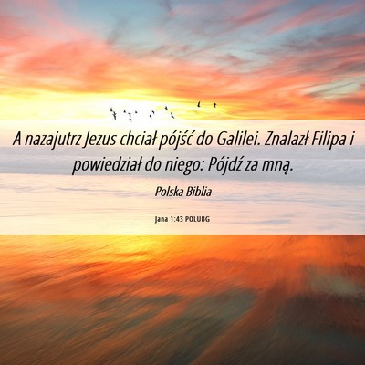 Picture 06 - Jana 1:43 POLUBG - A nazajutrz Jezus chciał pójść do Galilei. - Bible Verse Picture