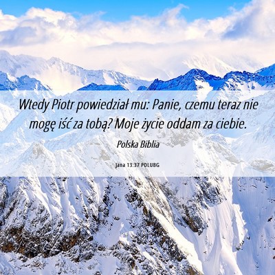 Picture 06 - Jana 13:37 POLUBG - Wtedy Piotr powiedział mu: Panie, czemu teraz - Bible Verse Picture