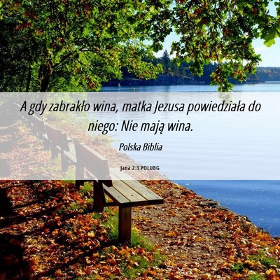 Picture 06 - Jana 2:3 POLUBG - A gdy zabrakło wina, matka Jezusa powiedziała - Bible Verse Picture