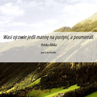 Picture 06 - Jana 6:49 POLUBG - Wasi ojcowie jedli mannę na pustyni, a - Bible Verse Picture