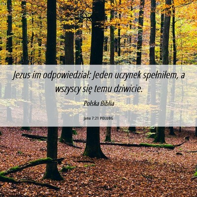 Picture 06 - Jana 7:21 POLUBG - Jezus im odpowiedział: Jeden uczynek - Bible Verse Picture