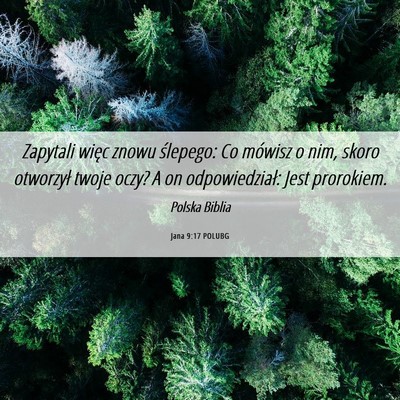 Picture 06 - Jana 9:17 POLUBG - Zapytali więc znowu ślepego: Co mówisz o nim, - Bible Verse Picture