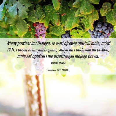 Picture 06 - Jeremiasza 16:11 POLUBG - Wtedy powiesz im: Dlatego, że wasi ojcowie - Bible Verse Picture