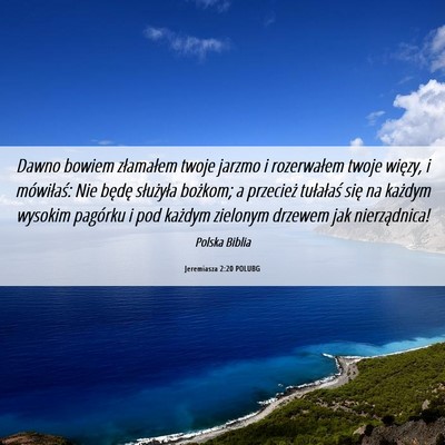 Picture 06 - Jeremiasza 2:20 POLUBG - Dawno bowiem złamałem twoje jarzmo i - Bible Verse Picture