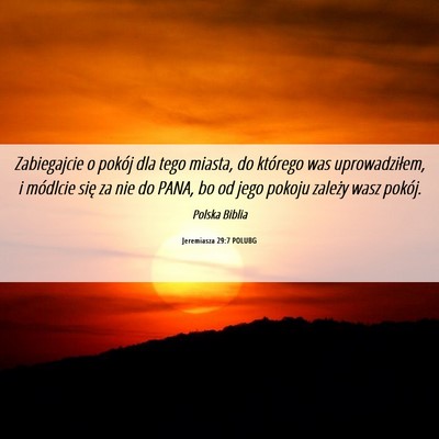 Picture 06 - Jeremiasza 29:7 POLUBG - Zabiegajcie o pokój dla tego miasta, do którego - Bible Verse Picture
