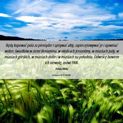 Picture 06 - Jeremiasza 32:44 POLUBG - Będą kupować pola za pieniądze i spisywać - Bible Verse Picture