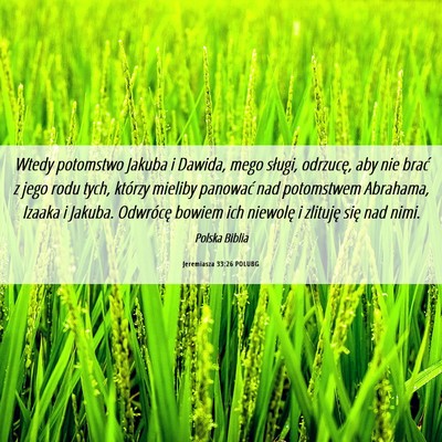 Picture 06 - Jeremiasza 33:26 POLUBG - Wtedy potomstwo Jakuba i Dawida, mego sługi, - Bible Verse Picture