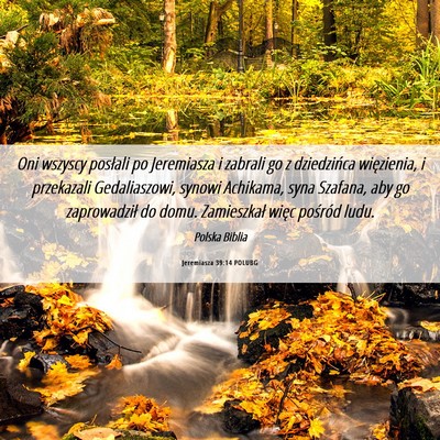 Picture 06 - Jeremiasza 39:14 POLUBG - Oni wszyscy posłali po Jeremiasza i zabrali go z - Bible Verse Picture