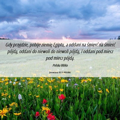 Picture 06 - Jeremiasza 43:11 POLUBG - Gdy przyjdzie, pobije ziemię Egiptu, a oddani na - Bible Verse Picture